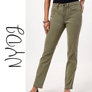 NYDJ Jeans Womens 8 Slim Skinny Mid Rise Green Stretch Denim Ankle Cotton Blend